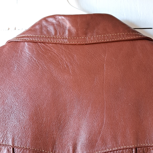 Vintage Grais 70's Glazed Aniline Cabretta Leather Jacket SZ 42L - Picture 11 of 14